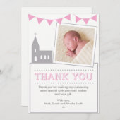 洗礼を施している女の子か洗礼のサンキューカード サンキューカード (正面/裏面)