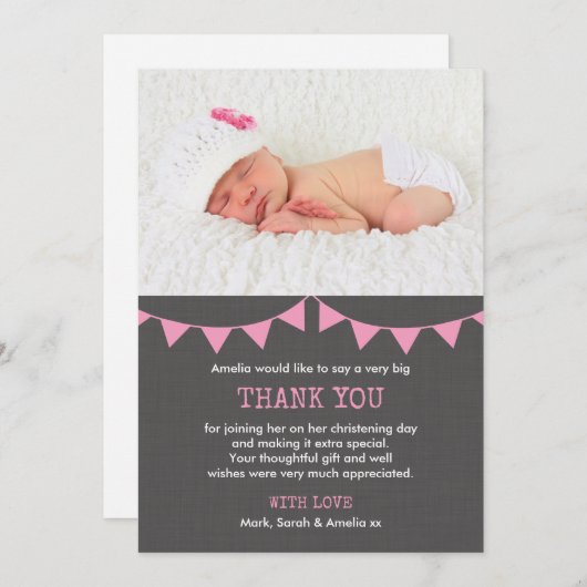 洗礼を施している女の子か洗礼のサンキューカード サンキューカード (正面/裏面)