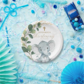 洗礼を施すかわいい象の緑の草木の陸軍少佐の階級章 ペーパープレート (パーティー)