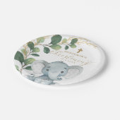 洗礼を施すかわいい象の緑の草木の陸軍少佐の階級章 ペーパープレート (アングル)