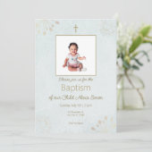 洗礼エレガント招待状ベビーカード 招待状 (スタンド正面)