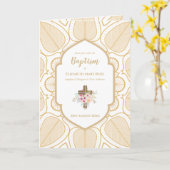 洗礼エレガント《キリスト教》洗礼式や命名式招待状及びプログラム カード (黄色い花)