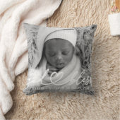 洗礼シンプルエレガントモダンハートベビー写真 クッション (ブランケット)