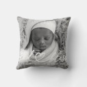 洗礼シンプルエレガントモダンハートベビー写真 クッション (裏面)