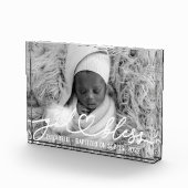 洗礼シンプルエレガントモダンハートベビー フォトブロック (右)