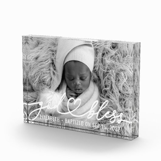 洗礼シンプルエレガントモダンハートベビー フォトブロック (右)