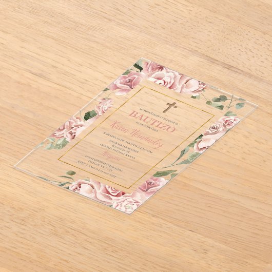 洗礼スペインのの女の子 アクリル招待状 (レイダウン)