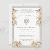 洗礼スペインのの最初の誕生日ボホパンパグラス 招待状 (正面)