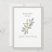 洗礼スペインのの最初の誕生日ボホパンパグラス 招待状 (裏面)