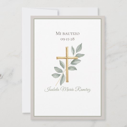 洗礼スペインのの最初の誕生日ボホパンパグラス 招待状 (裏面)