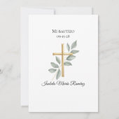 洗礼スペインのの最初の誕生日pampa grass 招待状 (裏面)