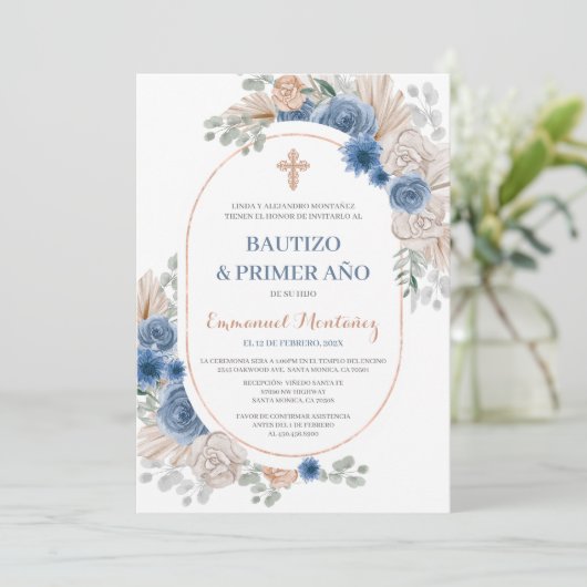 洗礼スペインの招待状男の赤ちゃん 招待状 (スタンド正面)