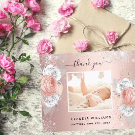 洗礼バラ金ゴールド女の子フローラ写真サンキューカード