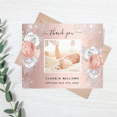 洗礼バラ金ゴールド女の子フローラ写真サンキューカード