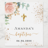 洗礼バラ金ゴールド赤面ピンクフローラ ワインラベル (シングルラベル)