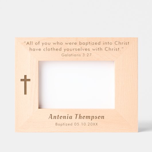 洗礼パーソナライズされたエッチング写真枠 レーザー彫刻フレーム (正面)