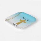 洗礼パーティー&金ゴールドクロス、グリッター、青 ペーパープレート (傾斜あり)