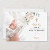 洗礼フローラ白金ゴールド写真サンキューカード 招待状 (正面)