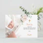 洗礼フローラ白金ゴールド写真サンキューカード 招待状 (スタンド正面)