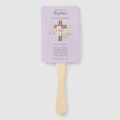 洗礼プログラムの扇子 - 花の十字架 紫のセージ ハンドファン (正面)