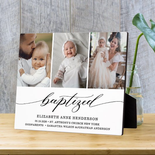 洗礼モダン写真コラージュ洗礼記念 フォトプラーク
