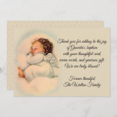 洗礼ヴィンテージの女の赤ちゃんの天使は感謝していしています サンキューカード (正面/裏面)