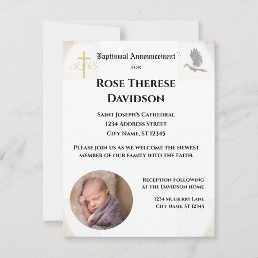 洗礼写真お知らせ招待状 招待状 (正面)