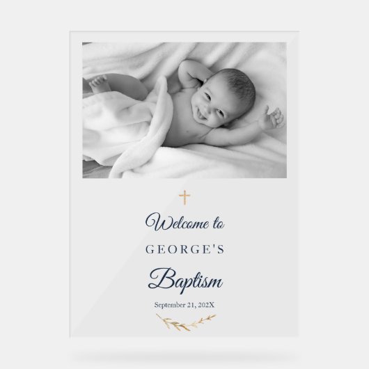 洗礼写真エレガント歓迎アクリル印 アクリルサイン (正面)