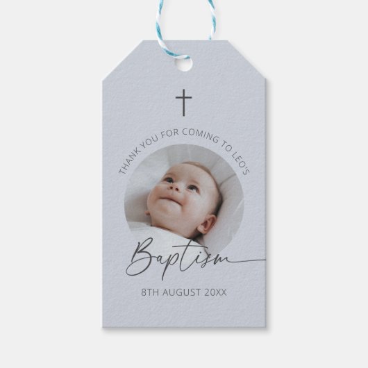 洗礼写真感謝タグ 濃い青 ギフトタグ (正面)