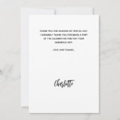 洗礼写真白シンプル文字サンキューカード 招待状 (裏面)