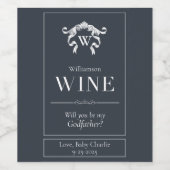 洗礼名付け親にお願いします エレガントなイニシャル ワインラベル (シングルラベル)