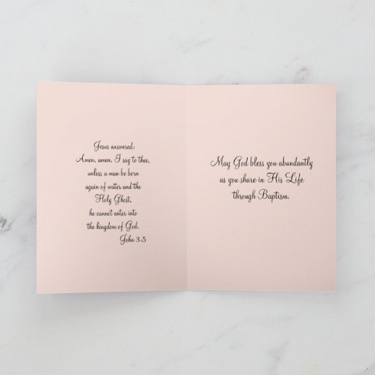 洗礼女の赤ちゃんの《キリスト教》洗礼式や命名式の教女 カード (内部)