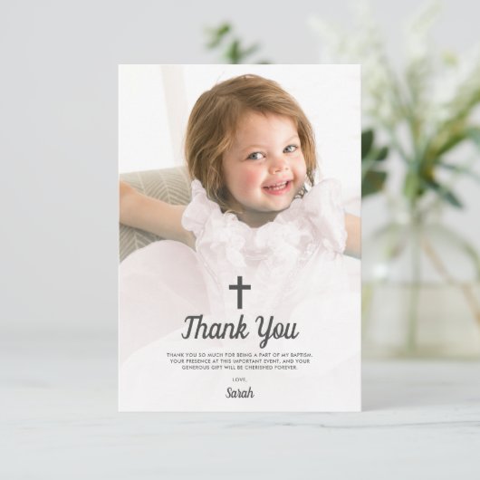 洗礼宗教《キリスト教》洗礼式や命名式ピンクガール写真 サンキューカード (スタンド正面)