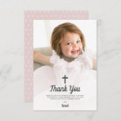 洗礼宗教《キリスト教》洗礼式や命名式ピンクガール写真 サンキューカード (正面/裏面)