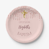 洗礼少女バラ金ゴールドグリッター乾燥名 ペーパープレート (正面)