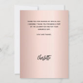 洗礼少女バラ金ゴールド写真サンキューカード 招待状 (裏面)