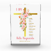 洗礼少女ピンクと赤い花が十字架に フォトブロック (正面)