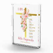 洗礼少女ピンクと赤い花が十字架に フォトブロック (右)