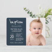 洗礼少年| モダン +写シンプル真 招待状 (スタンド正面)