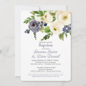 洗礼式と披露宴 – 女の子、男の子または双子 招待状 (正面)