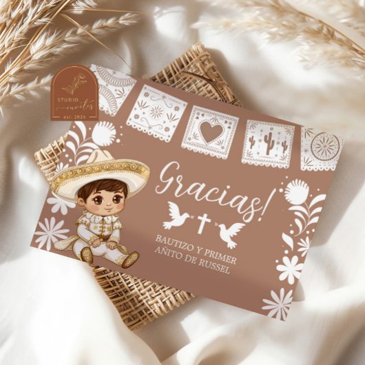 洗礼式と1歳の誕生日ありがとう Cielito Lindo サンキューカード