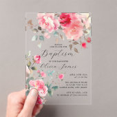 洗礼式の淡いピンクの花 アクリル招待状 (インサイチュ (ポータブル))