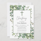 洗礼式グリーン クロス グリーンナチュラル 招待状 (正面)