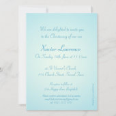 洗礼招待状カード - 青いチェック 招待状 (裏面)