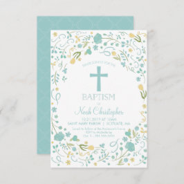 洗礼招待状,《キリスト教》洗礼式や命名式招待状，少年，十字 招待状