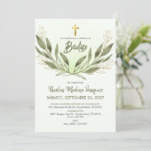 洗礼招待状 グリーン リーフ 宗教的 洗礼 招待状 (スタンド正面)
