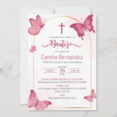 洗礼招待状 スペイン語 バプテスマ 蝴蝶 招待状 (正面)