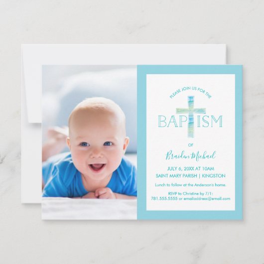 洗礼招待状 – ボーイズフォト招待状 招待状 (正面)