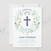 洗礼招待状 - 男の子 - オーダーメイド - 十字架付き 招待状 (正面)