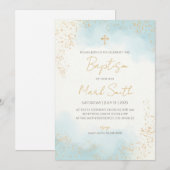 洗礼招待状　男の子＆男の子　命名式招待状 招待状 (正面/裏面)